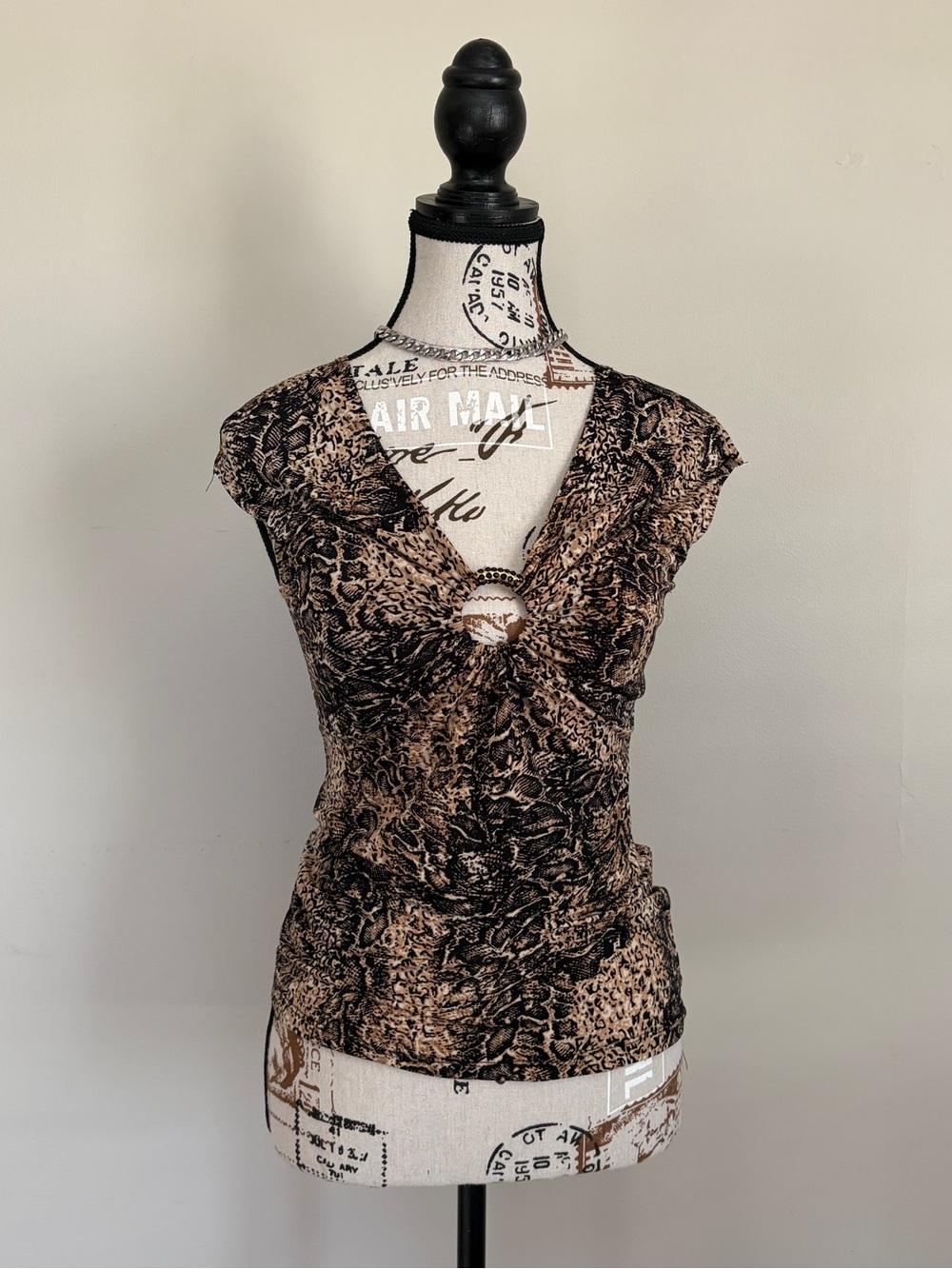 Y2K Vintage Suzy Shier Brown and Black Printed Top